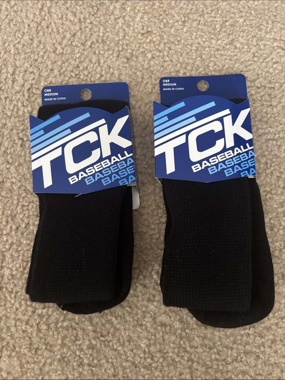 TCK Black Baseball Socks Bundle of 2 Pair - Size M